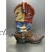 WESTERN Rustic COWBOY BOOT & SPUR VASE DECORATION Hand Painted Texas Flag Large   292348438957
